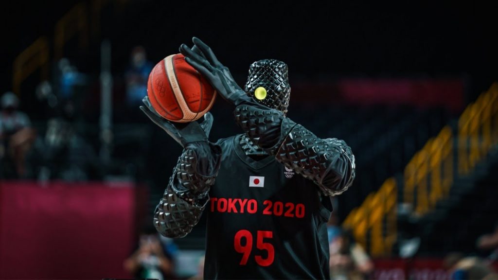 Creepy Japanese basketball robot sinks free throws during halftime at Olympics