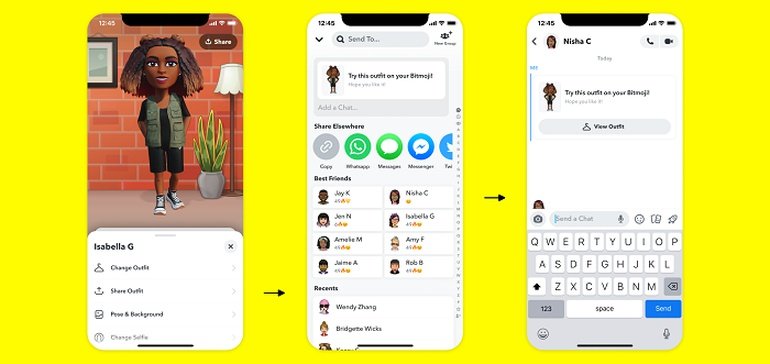 Snapchat Adds New Option to Share Bitmoji Outfits in the App