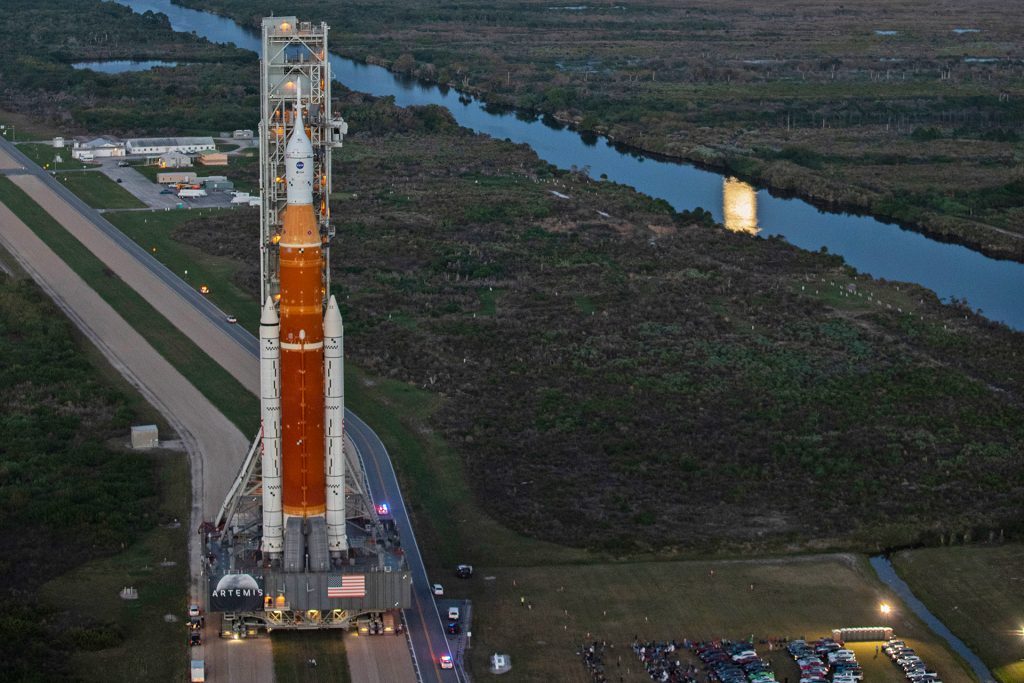 NASA’s SLS Moon rocket arrives at launch pad for the first time