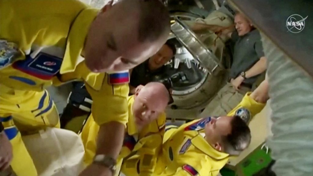 Russia denies cosmonauts wore yellow jumpsuits in protest of Ukraine invasion
