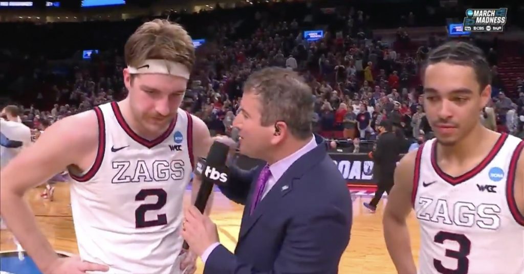 Drew Timme censored his halftime speech in hilarious fashion during Gonzaga’s postgame interview