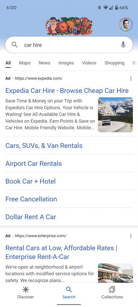 New mobile Google ad experiment puts favicon in-line with display URL