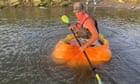 Man breaks record after paddling down Missouri River in giant hollowed-out pumpkin – video