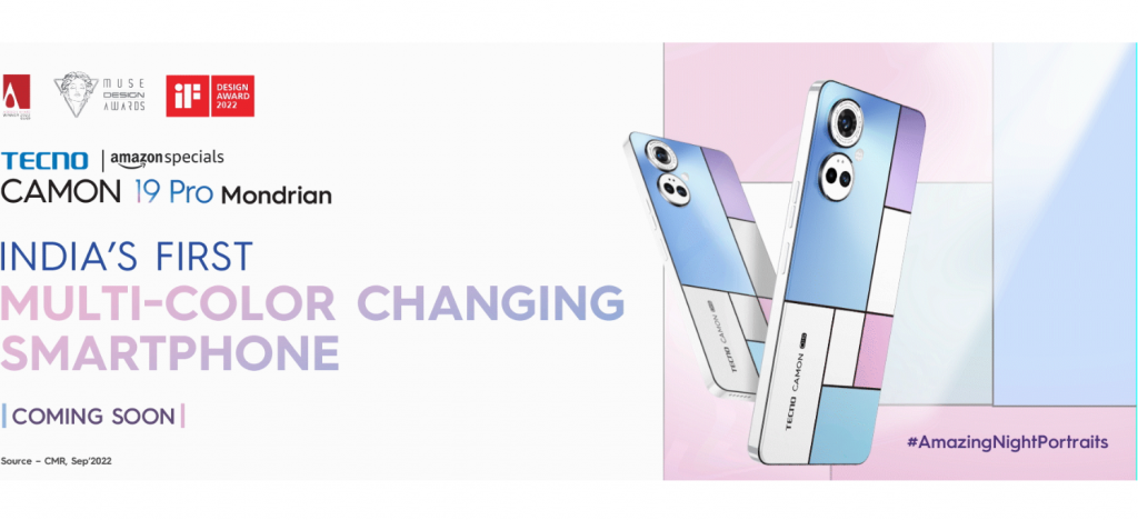 Tecno Camon 19 Pro Mondrian Edition is set to launch as India’s first color-changing smartphone