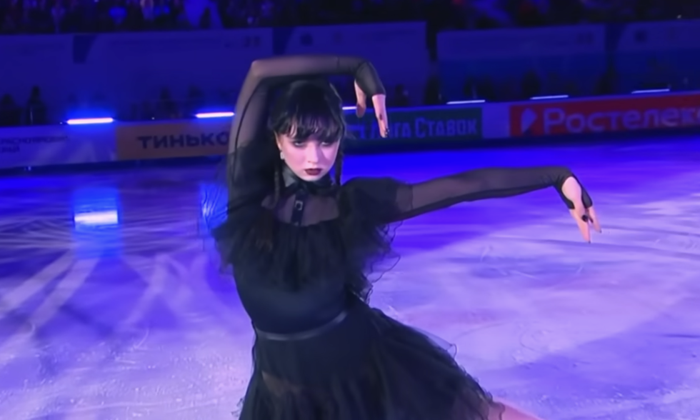 Watch a Figure Skater Recreate the Viral Wednesday Dance on Ice