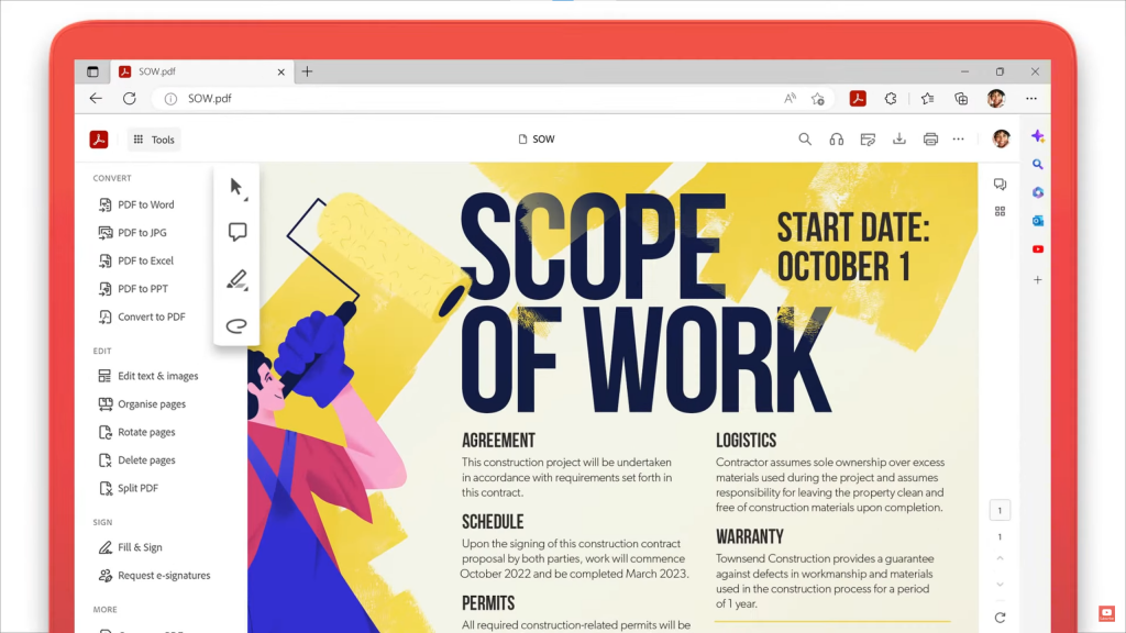 Microsoft Edge’s simple PDF reader is being replaced by Adobe Acrobat