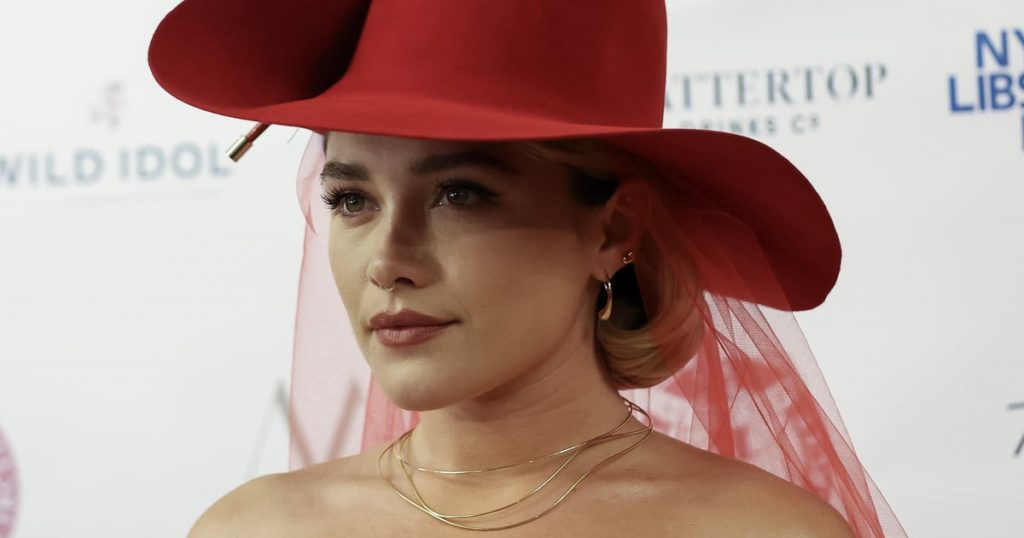 Florence Pugh’s Naked Cape Dress Has 2 Huge Side Cutouts