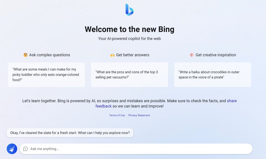 Asking Bing Chat to be more creative will decrease its accuracy