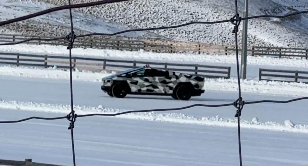 Tesla Cybertruck spotted getting sideways in winter testing footage from New Zealand Southern Hemisphere Proving Grounds