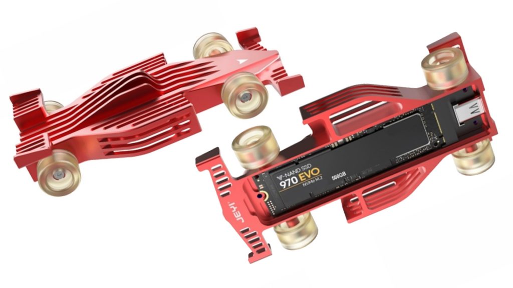 This stylish toy race car hides an external SSD enclosure